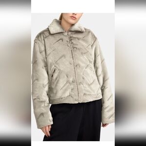 Nike Women's Beige Faux Fur Jacket